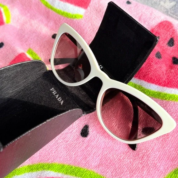 Prada | Accessories | Prada White Retro Cateye Sunglasses  display picture 1